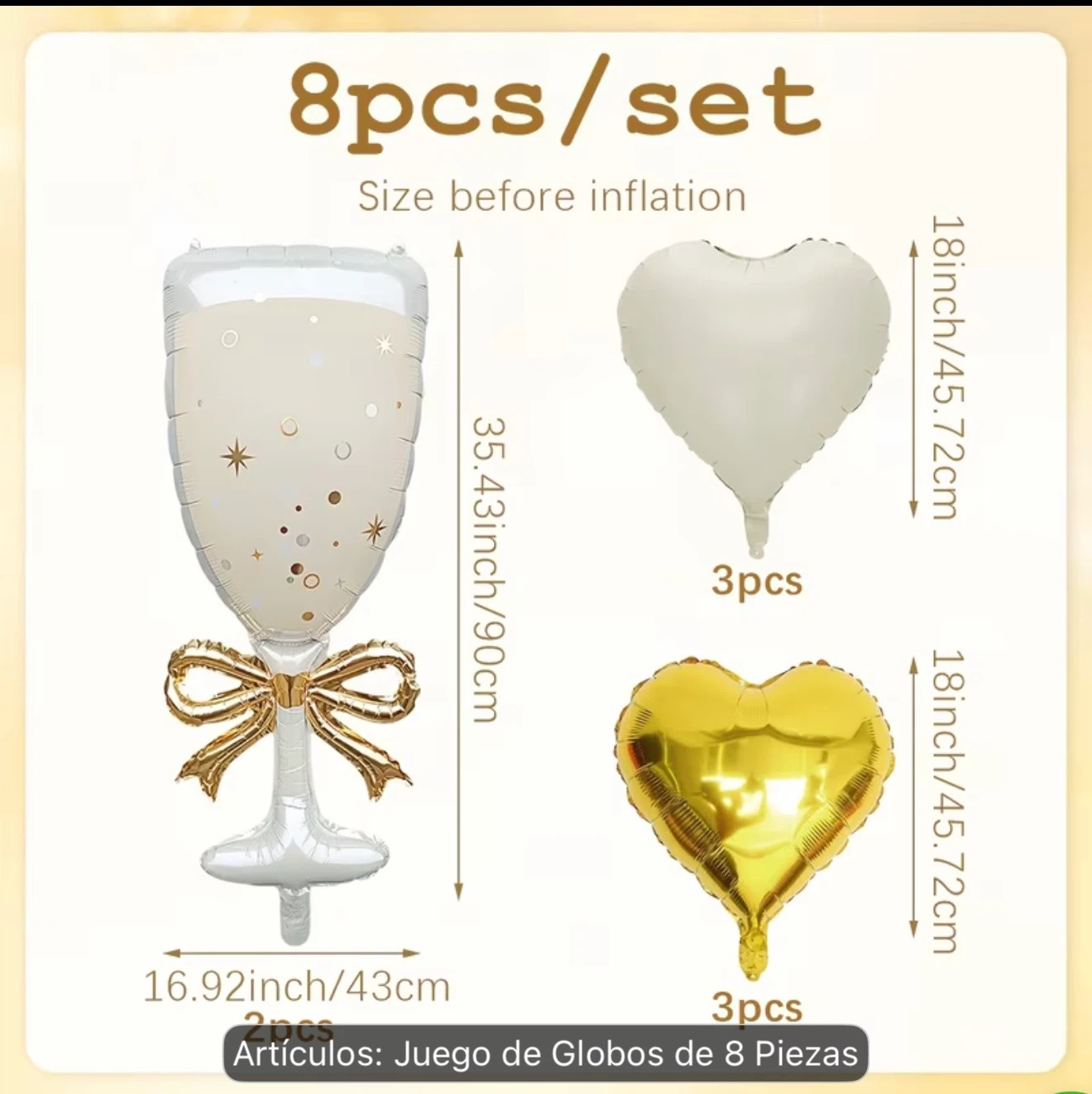 8-Piece Champagne Glass and Heart Balloon Set - photo 2
