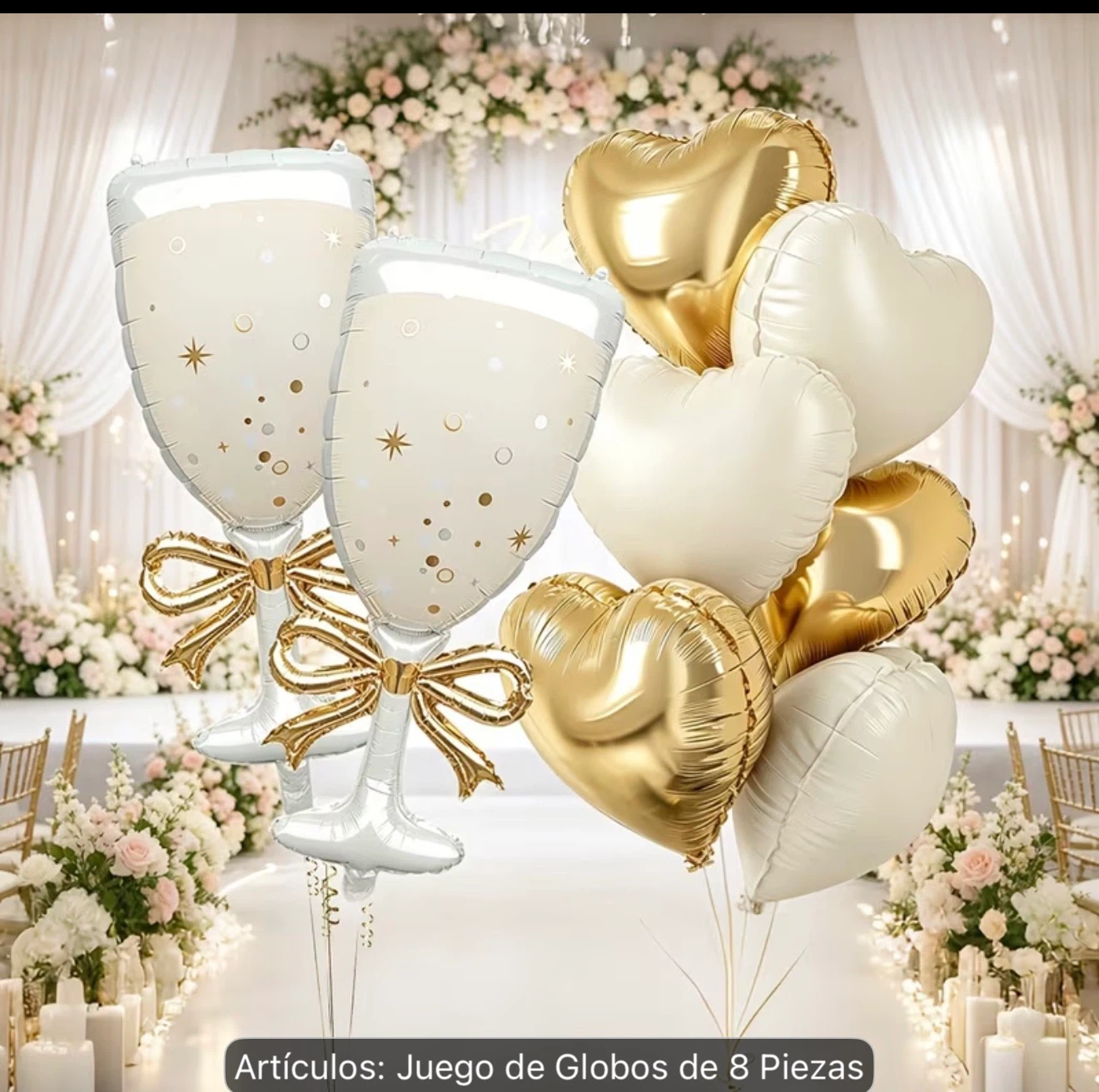8-Piece Champagne Glass and Heart Balloon Set - photo 4