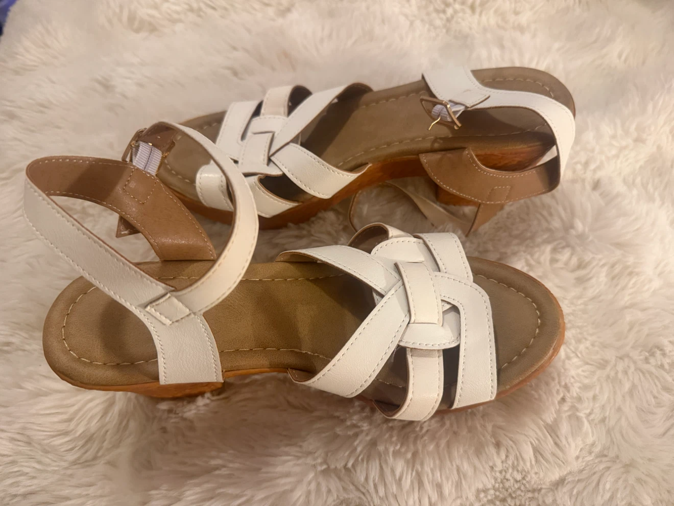White Strappy Wedge Sandals