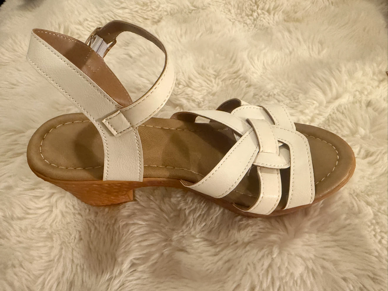 White Strappy Wedge Sandals - photo 2