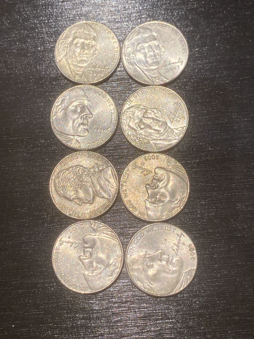 Collection of 8 Assorted US Five Cent Nickels - photo 3