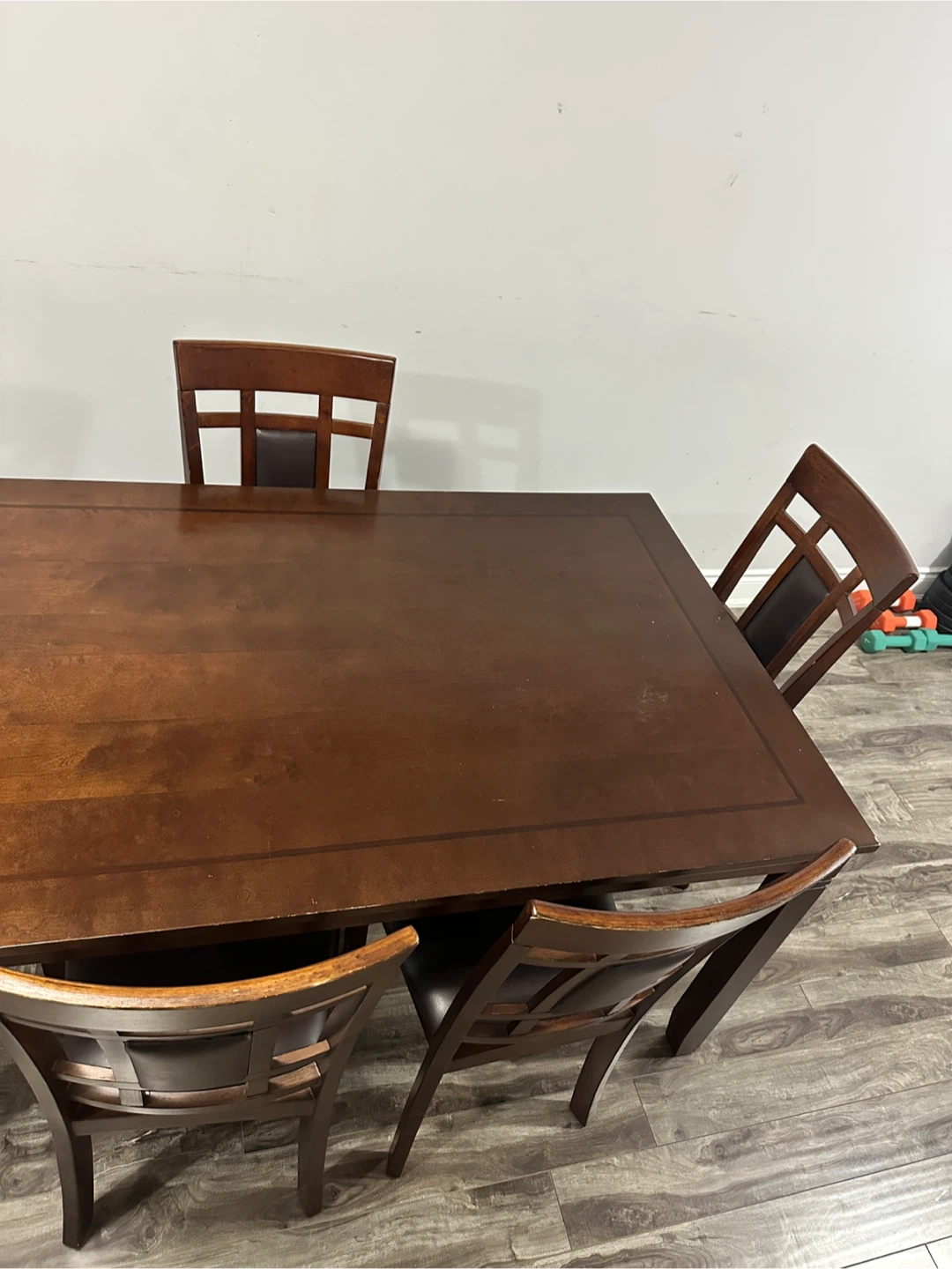 Dark Wood Dining Table with 4 Chairs