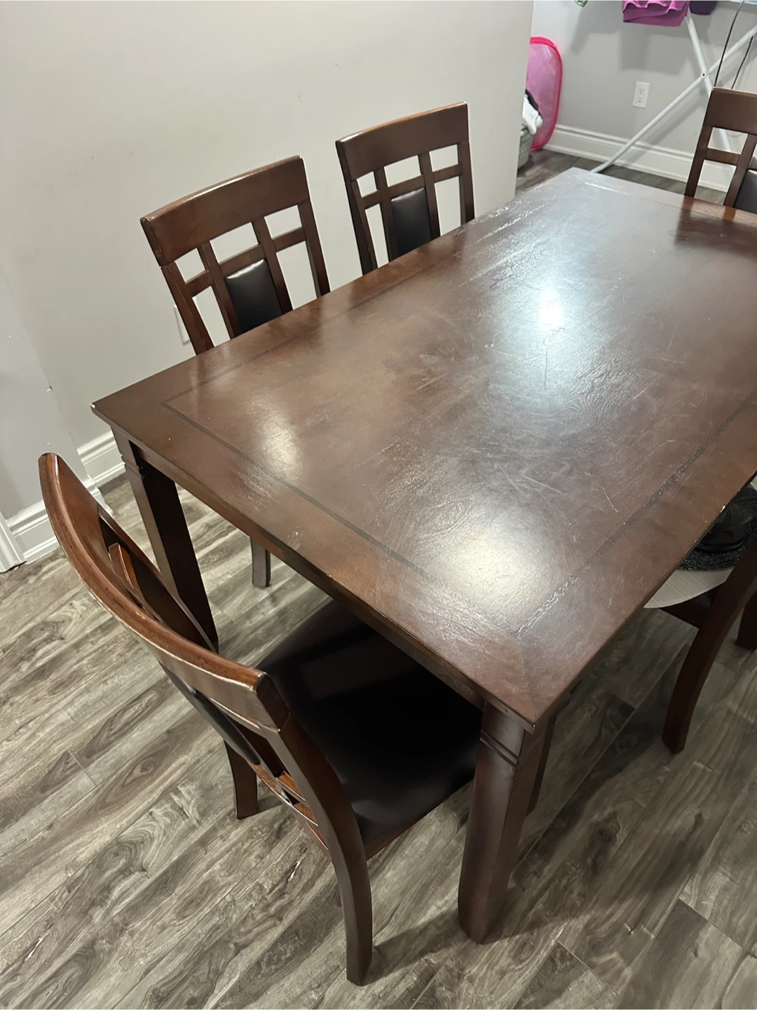 Dark Wood Dining Table with 4 Chairs - photo 3