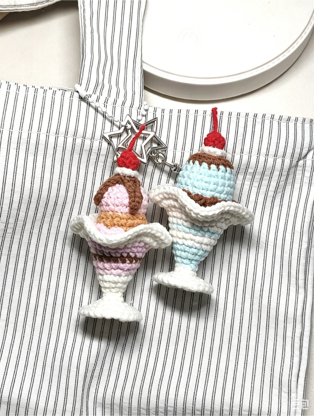Handmade Vintage Ice Cream Sundae Bag Charms