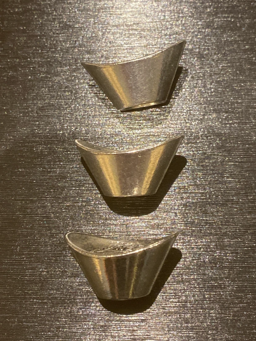 Set of 3 Chinese Silver Yuanbao Ingots - photo 2