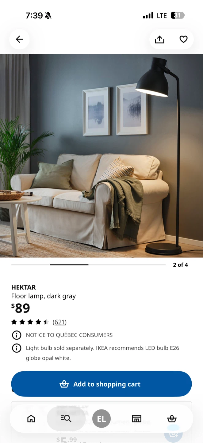 IKEA HEKTAR Floor Lamp + Smart Bulb & Remote - photo 2