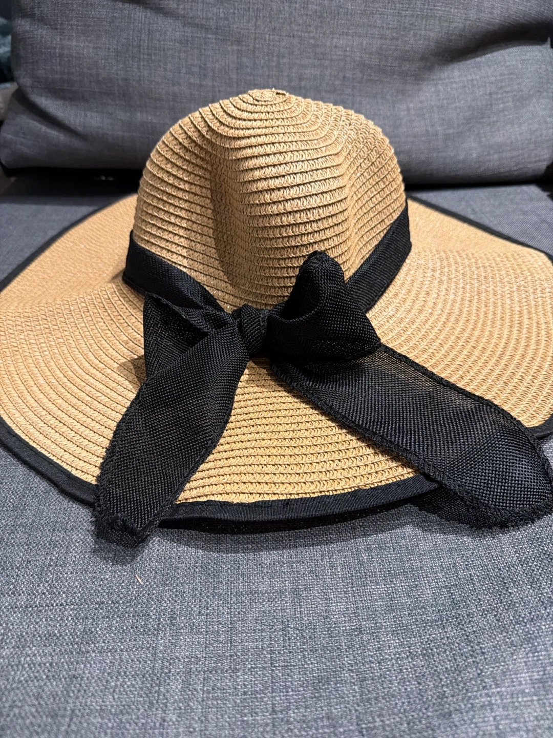 Straw Sun Hat with Black Bow - photo 2