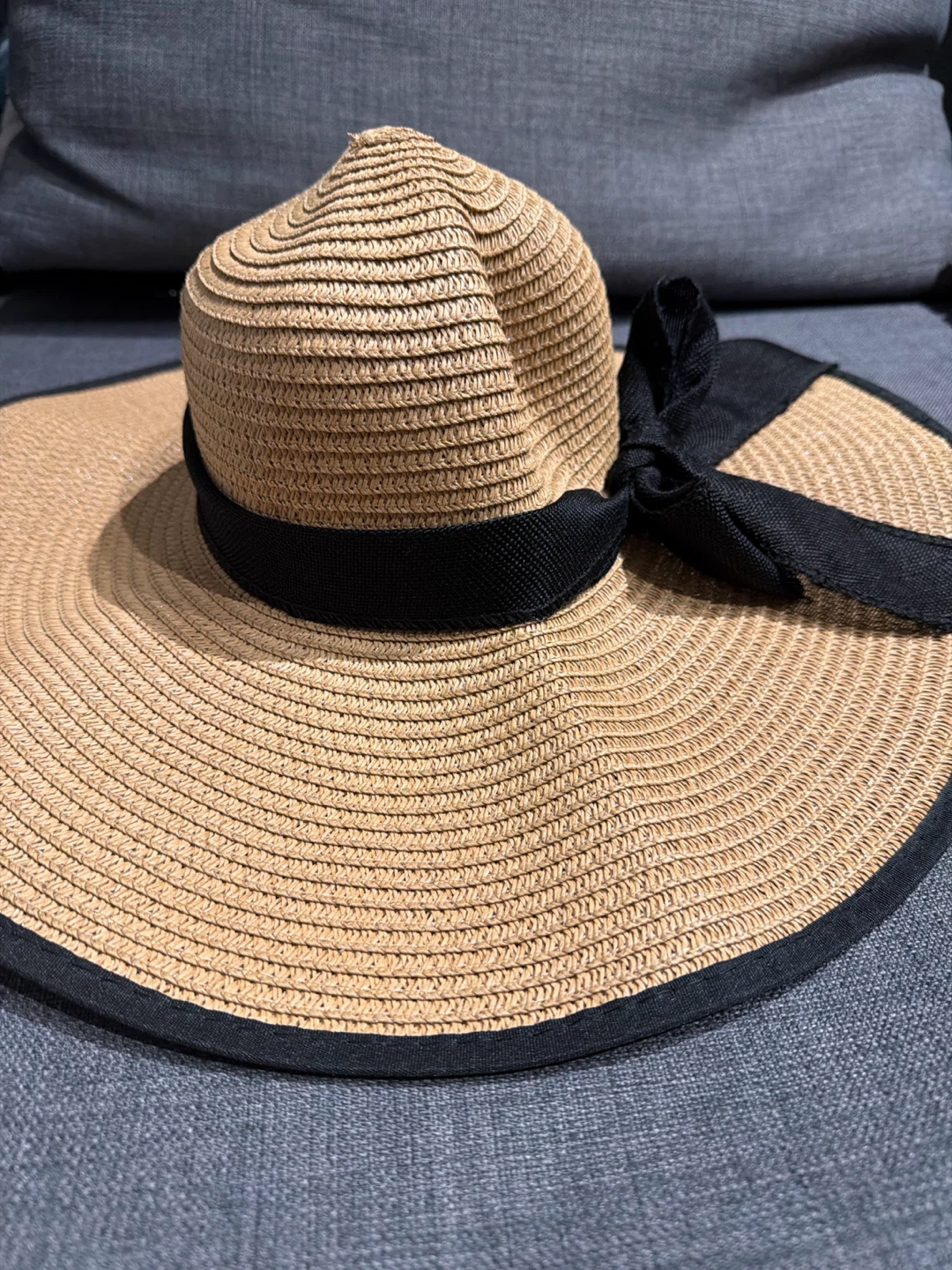 Straw Sun Hat with Black Bow - photo 3