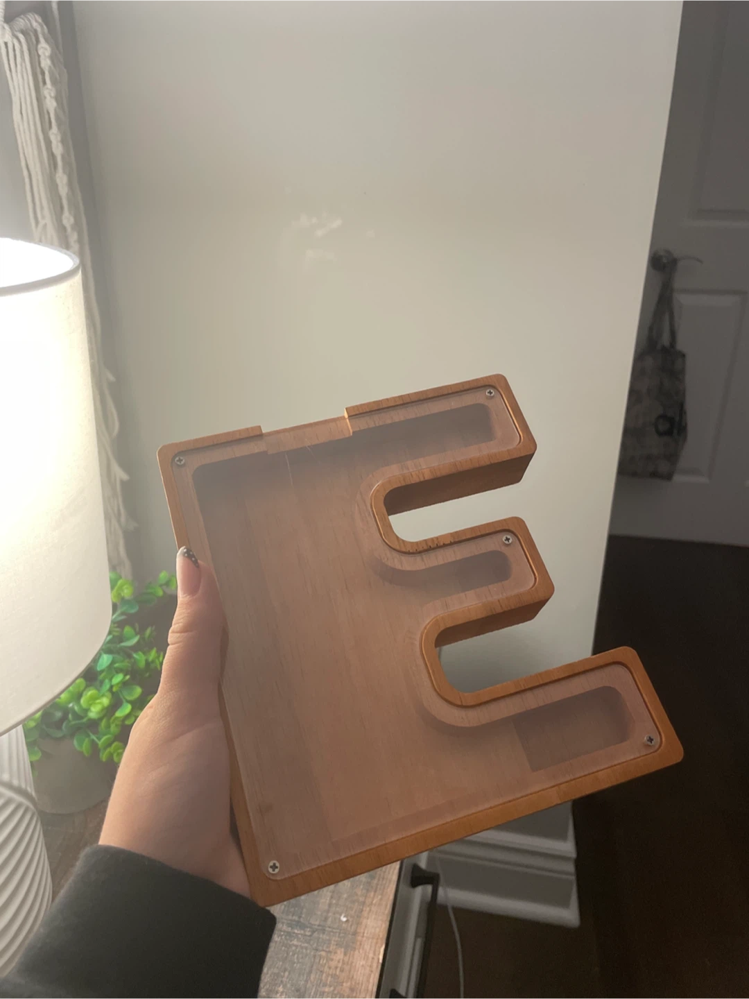 Wooden Letter E Piggy Bank