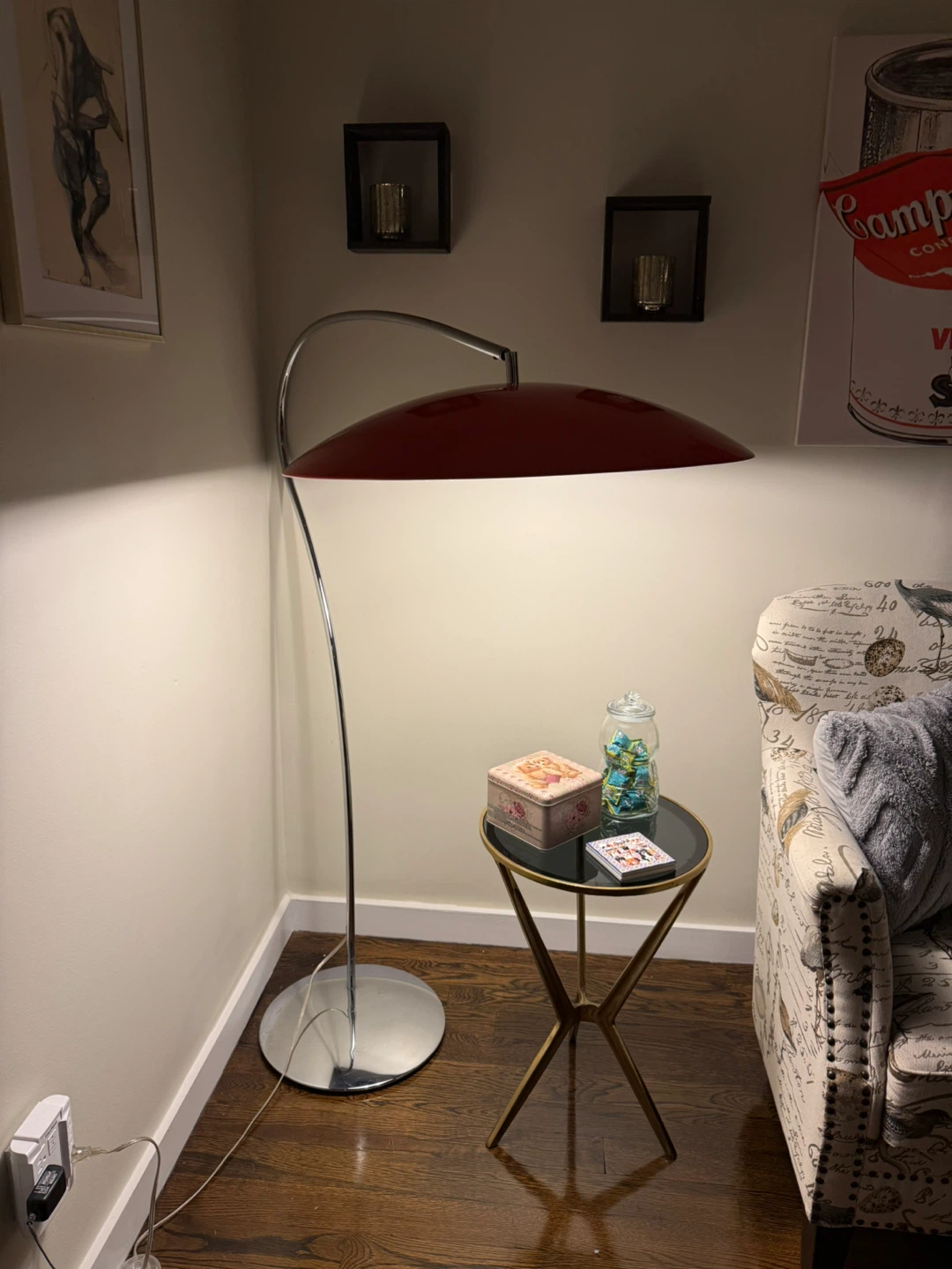 Modern Burnt Orange Arched Floor Lamp