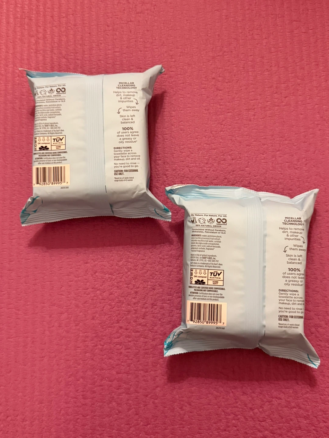 NEW✨🏈2 Packs Burt's Bees Micellar Facial Towelettes - photo 2