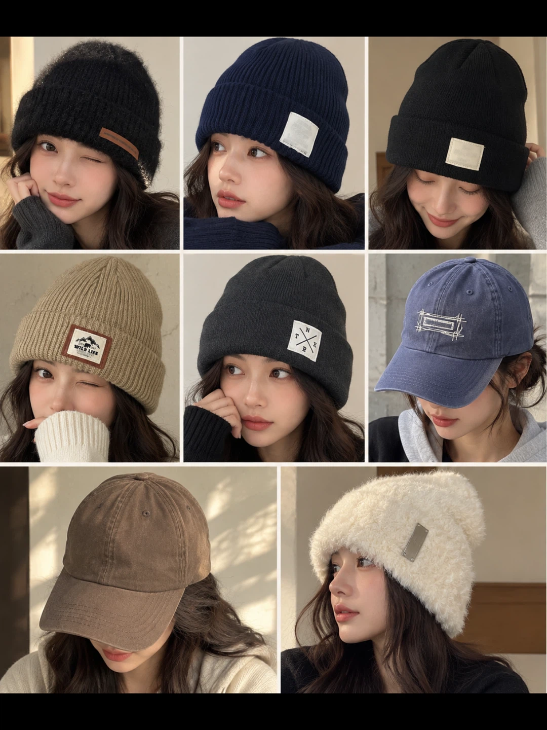 Knit Beanies with Various Designs