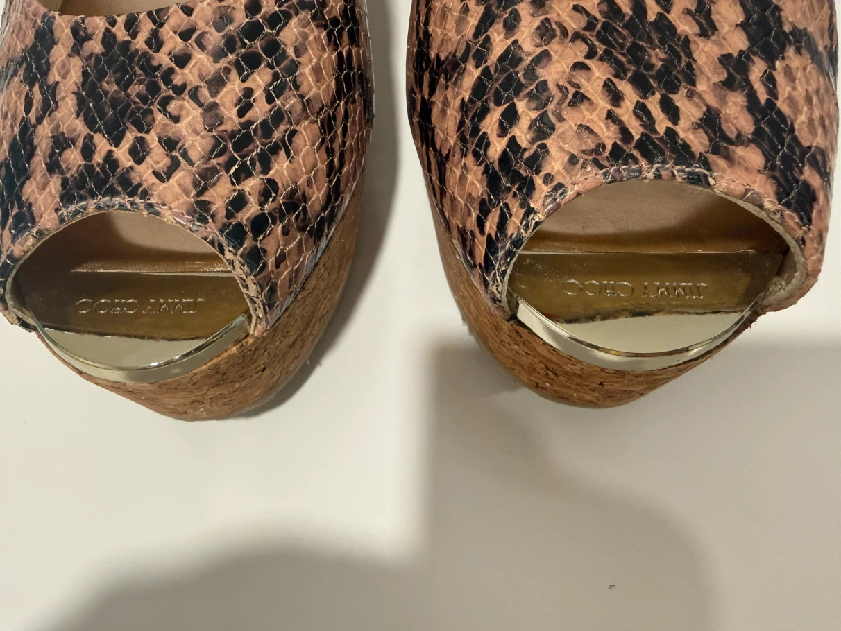 🏈 Jimmy Choo Snakeskin Print Wedge Sandals - photo 2