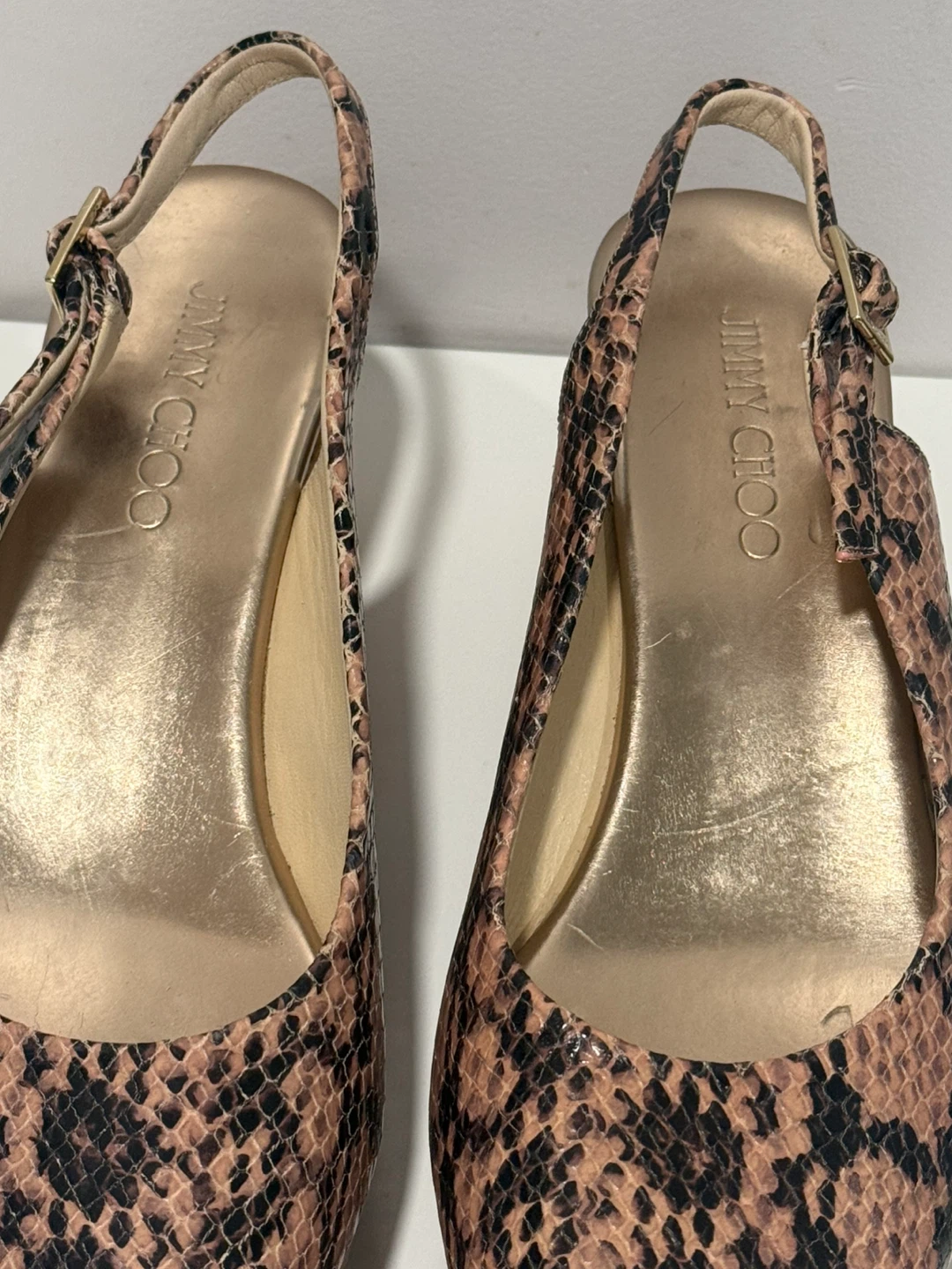 🏈 Jimmy Choo Snakeskin Print Wedge Sandals - photo 3