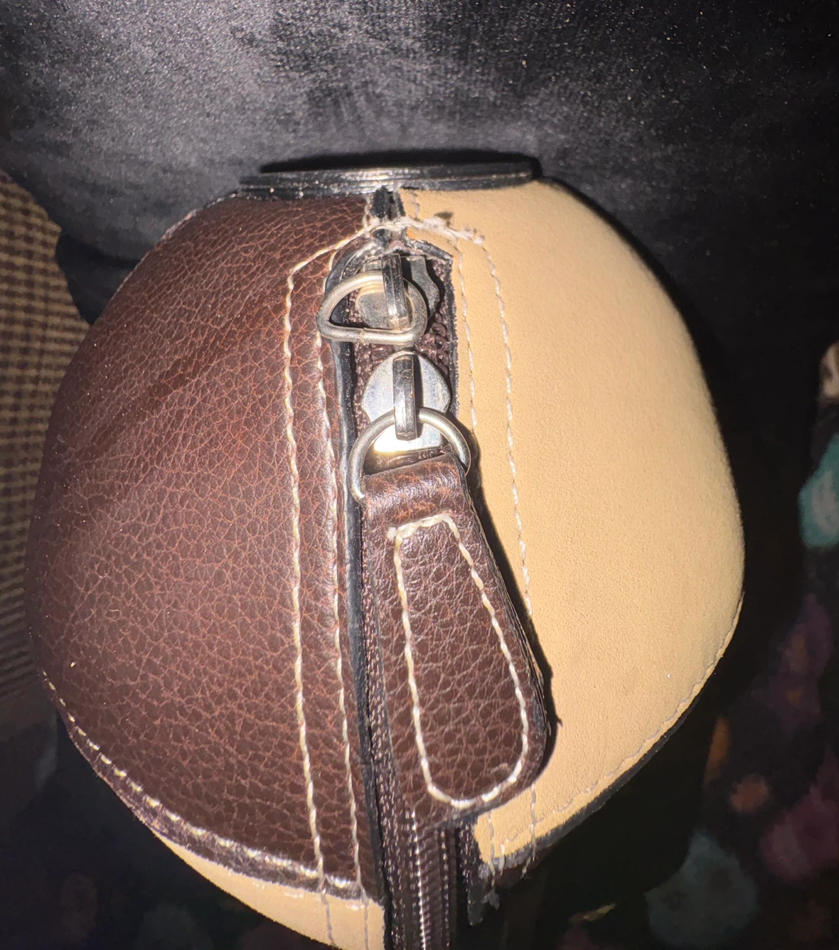 Two-Tone Round Leather Handbag - photo 2
