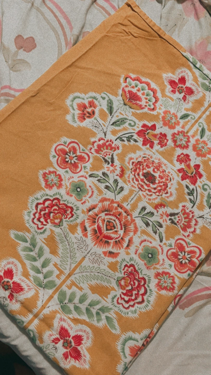 Floral 🏈 Mustard Yellow Cotton bedsheet - photo 2
