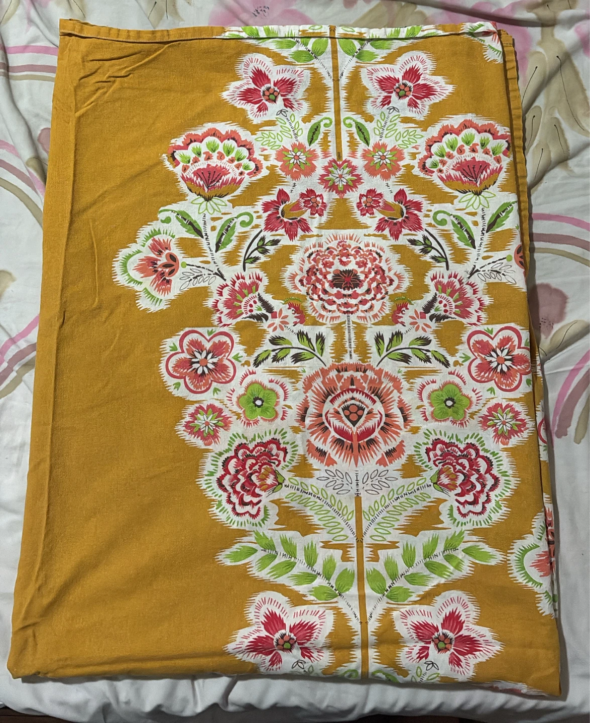 Floral 🏈 Mustard Yellow Cotton bedsheet