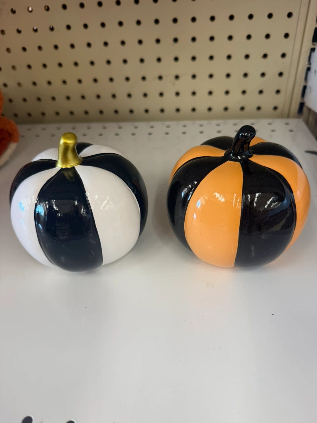 🏈 Two Decorative Ceramic Pumpkins
