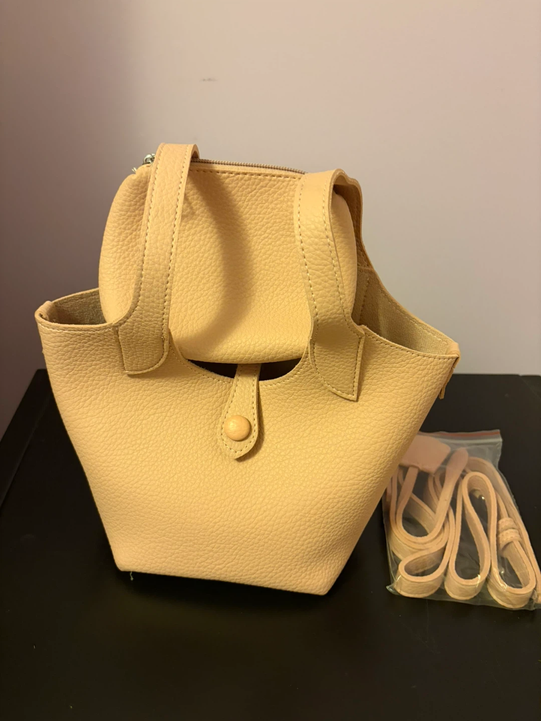 Cream Pebbled Leather Bucket Bag 🏈