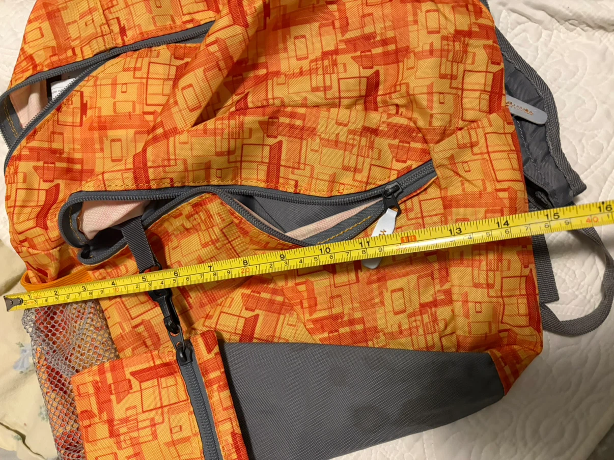 Orange and Grey Patterned Backpack
