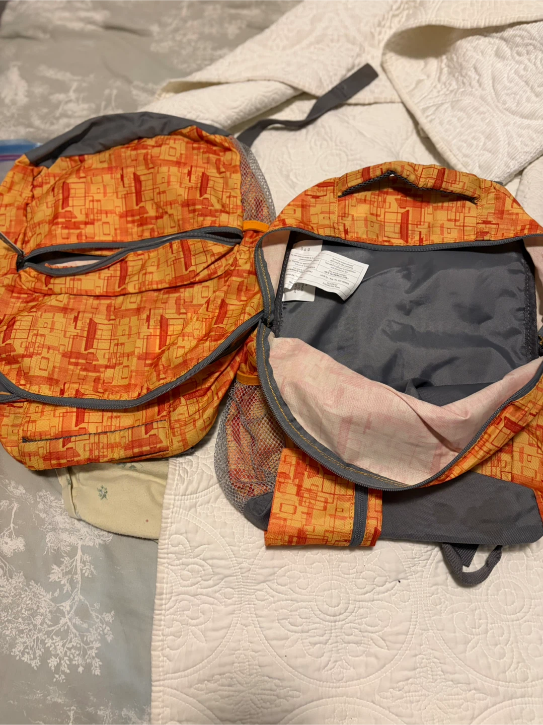 Orange and Grey Patterned Backpack - photo 2
