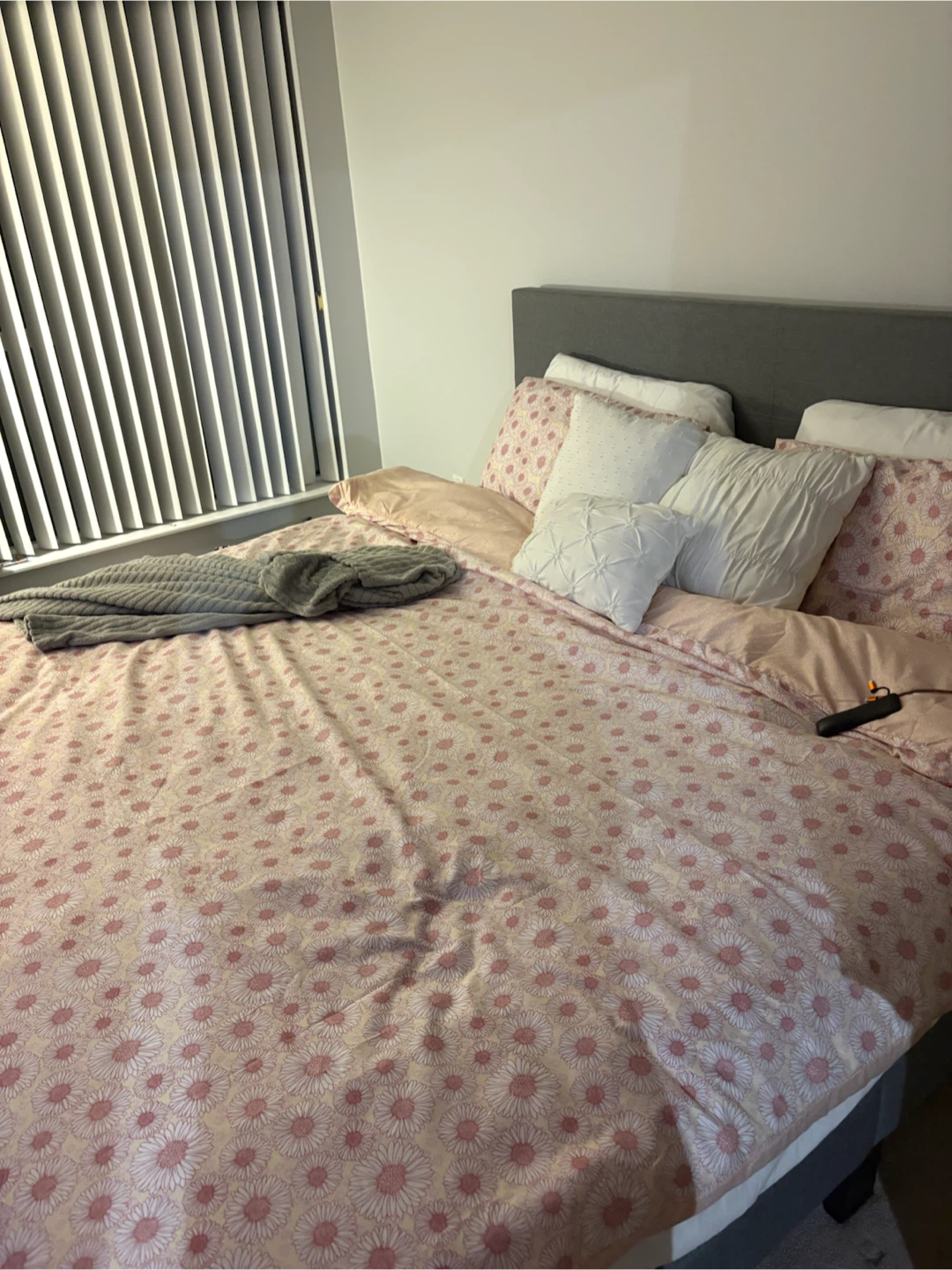 Grey Upholstered king Bed Frame