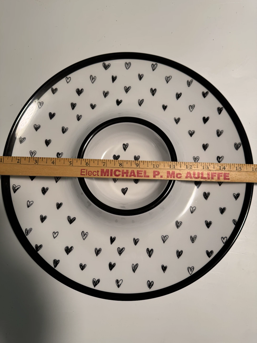 Rachel Zoe White And Black Hearts Chip Dip Serving Tray Vintage - photo 3
