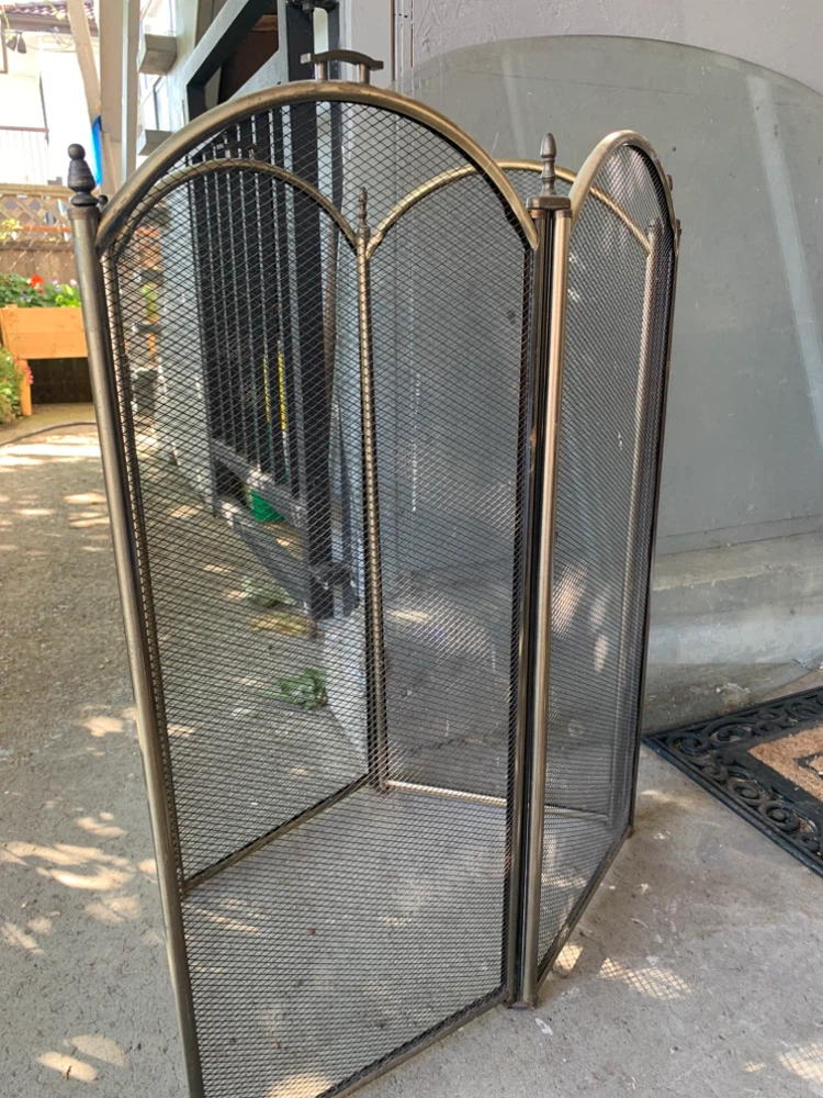 Three-Panel Brass Fireplace Screen