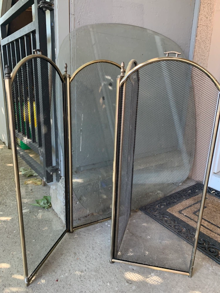 Three-Panel Brass Fireplace Screen - photo 2