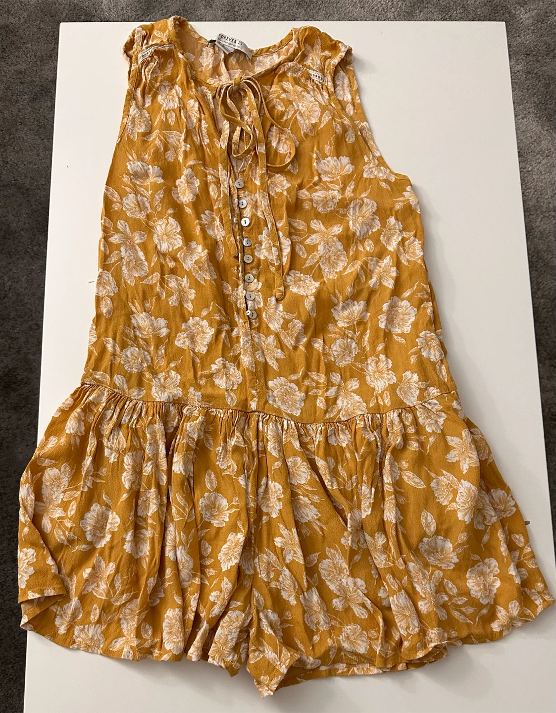 Forever 21 Floral Mustard Romper