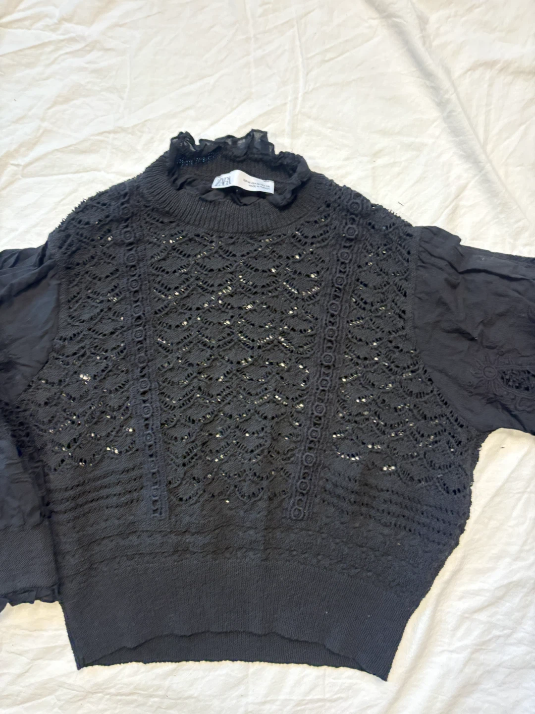 Zara Black Lace Detail Blouse - photo 2