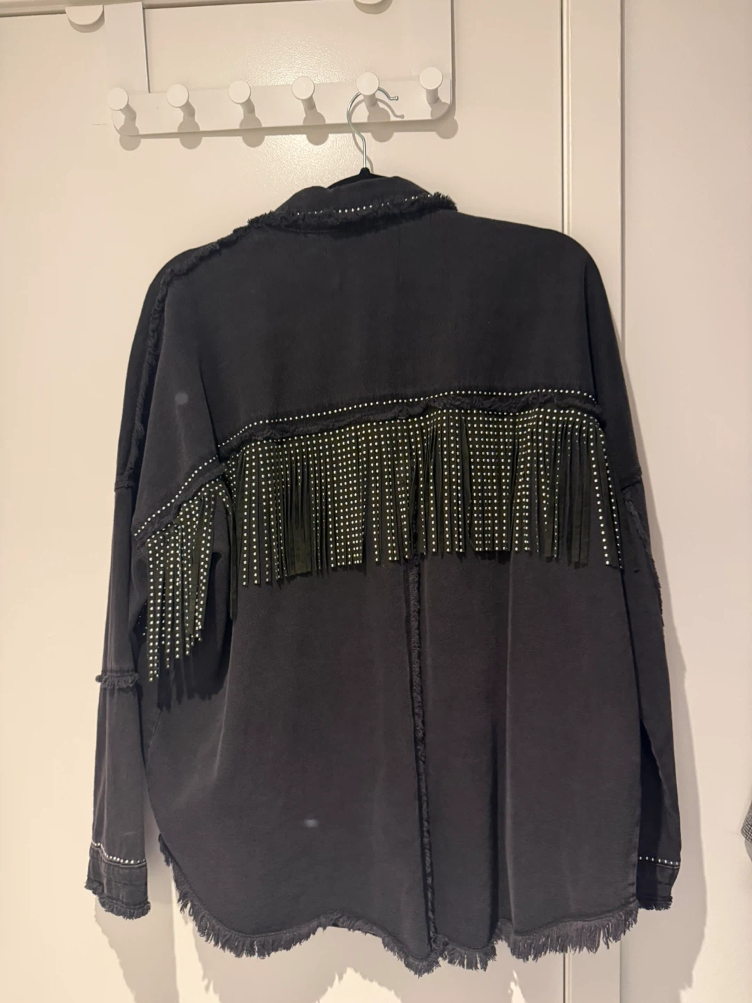 Zara Woman black denim jacket with fringe - photo 2