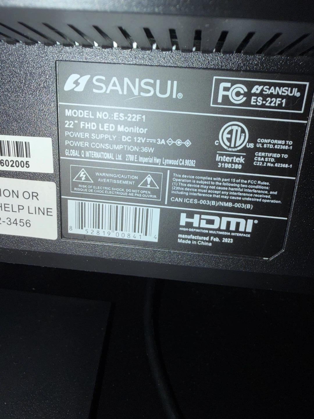 Sansui 22" FHD LED Monitor
