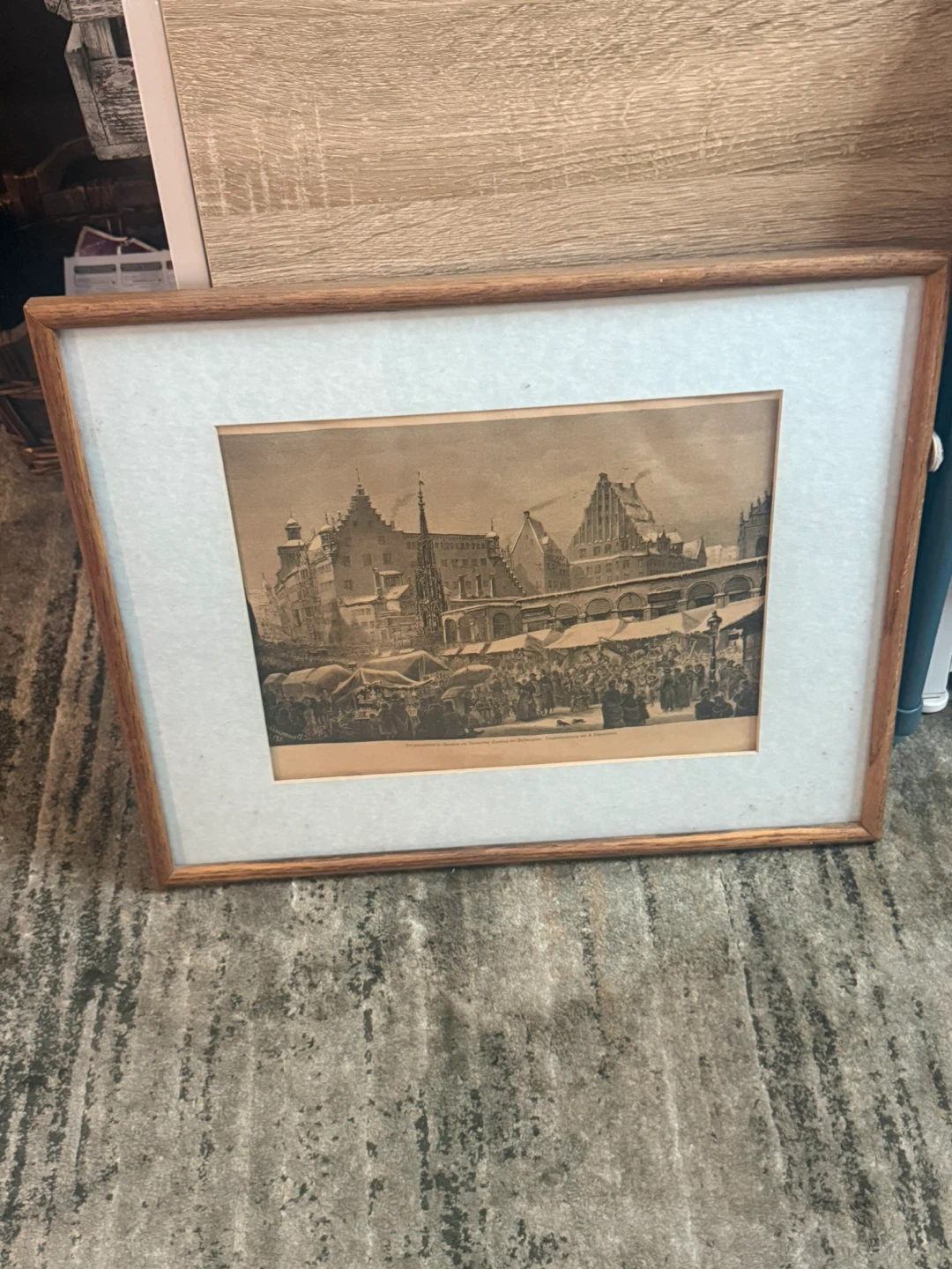 🏈 Framed Historical Market Scene Print