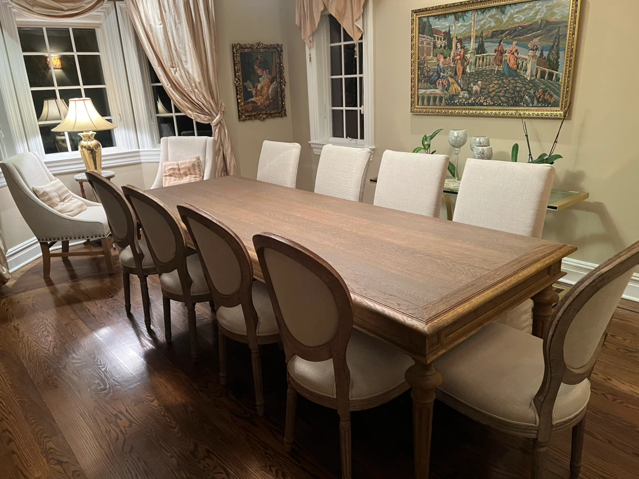 RH dinning table and dining chairs
