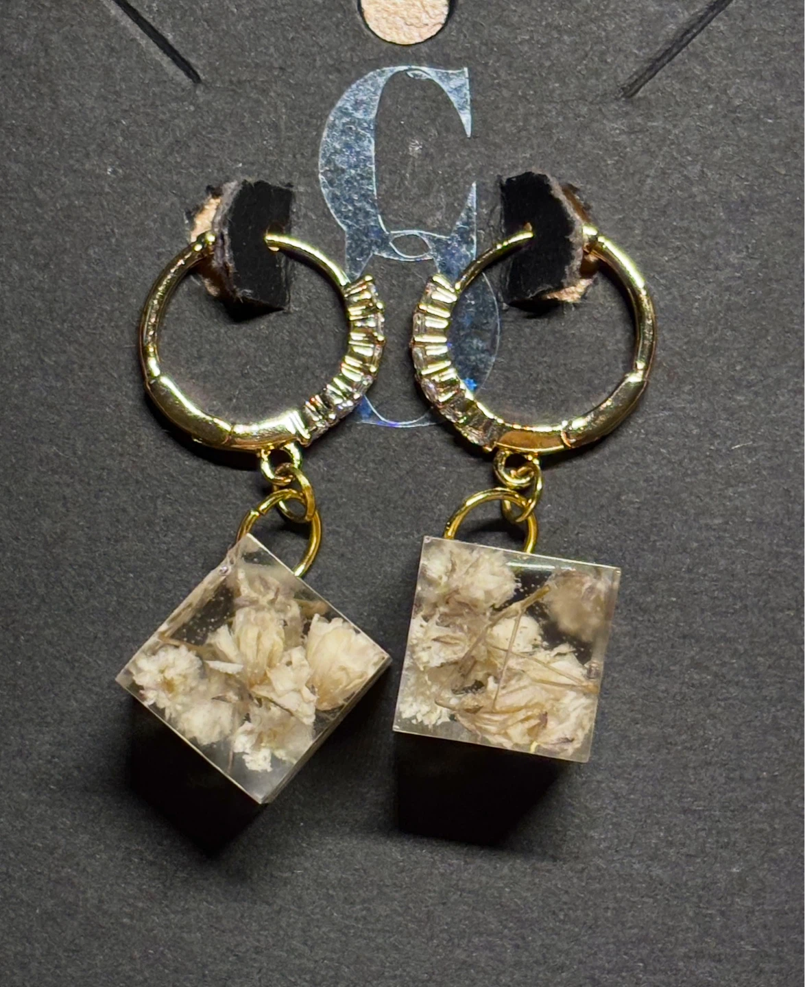 NEW resin cast baby’s breath earrings