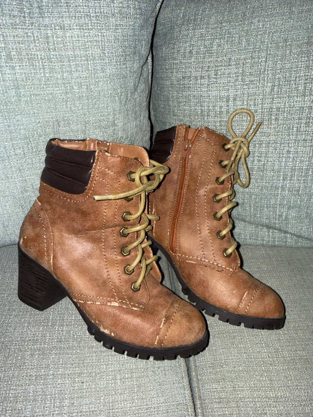 🏈Rouge Brown Lace-Up Ankle Boots