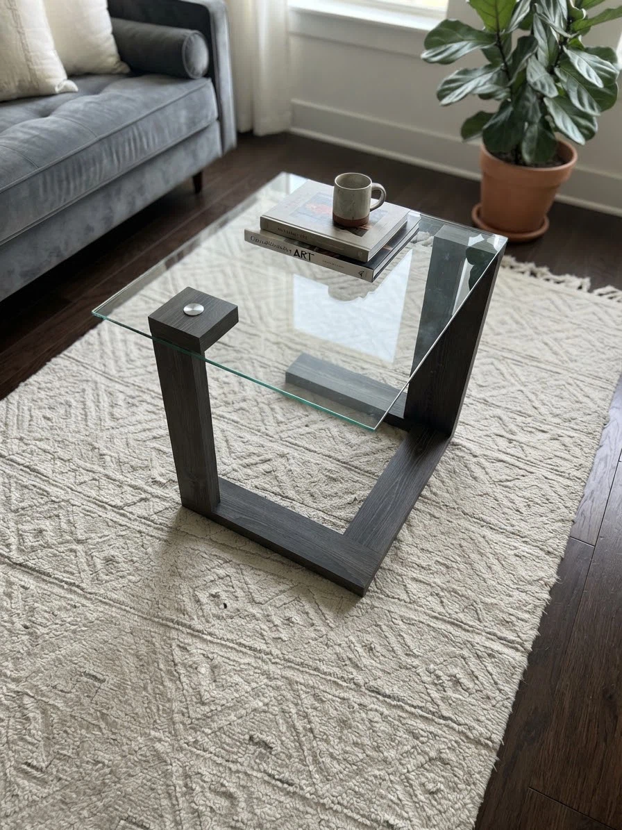 Modern Glass and Dark Wood Coffee Table - photo 4