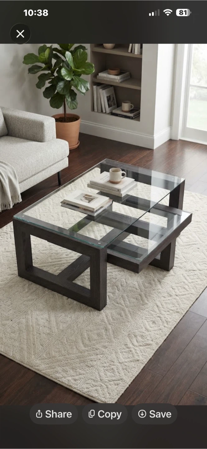 Modern Glass and Dark Wood Coffee Table - photo 5