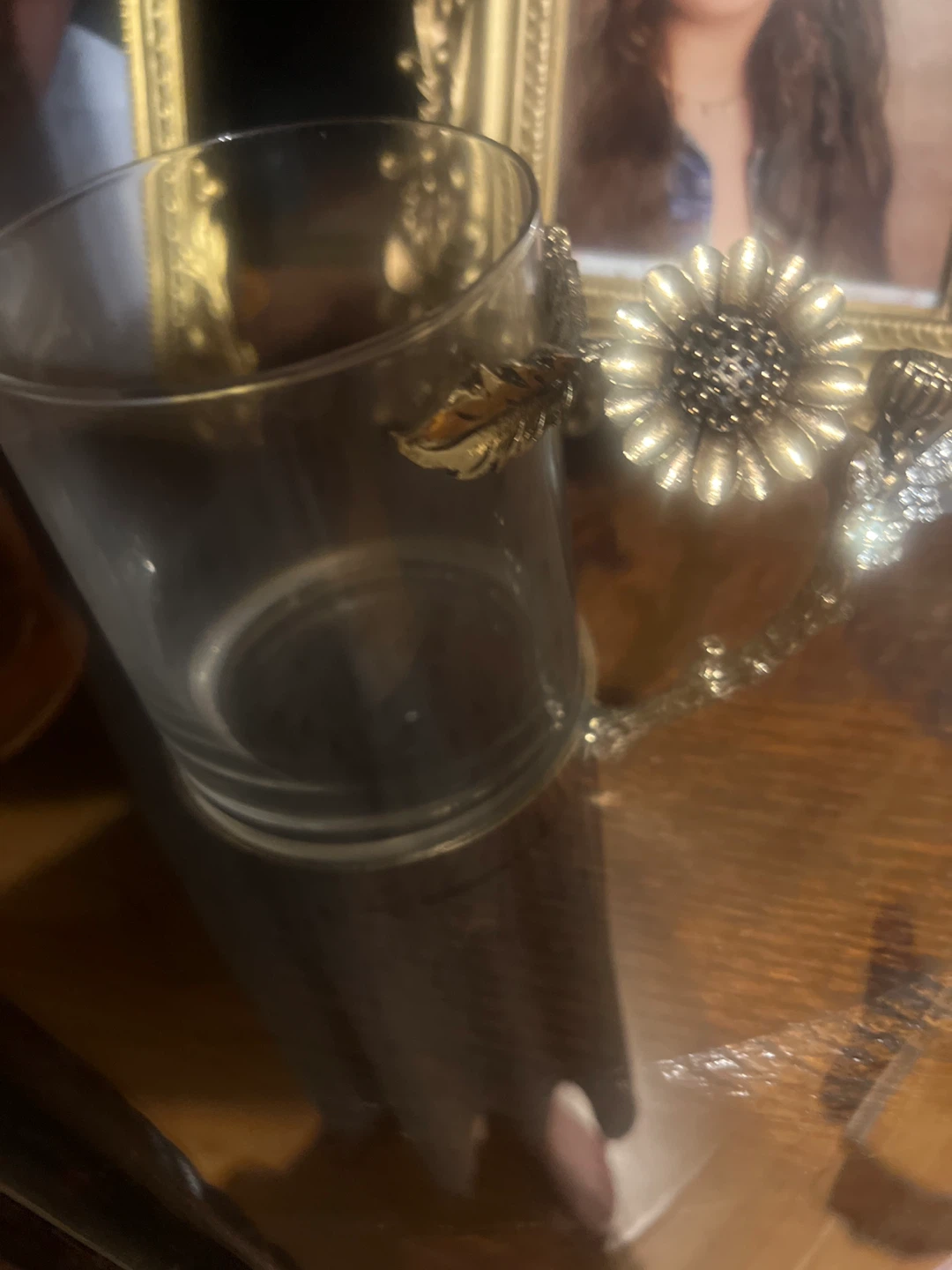 Decorative Glass Mug with Flower Handle 🏈