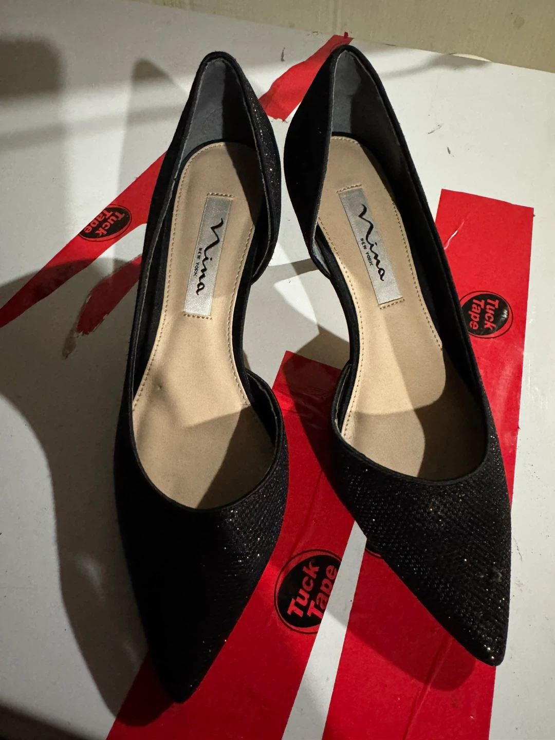 Nina New York Black Glitter Heels 🏈