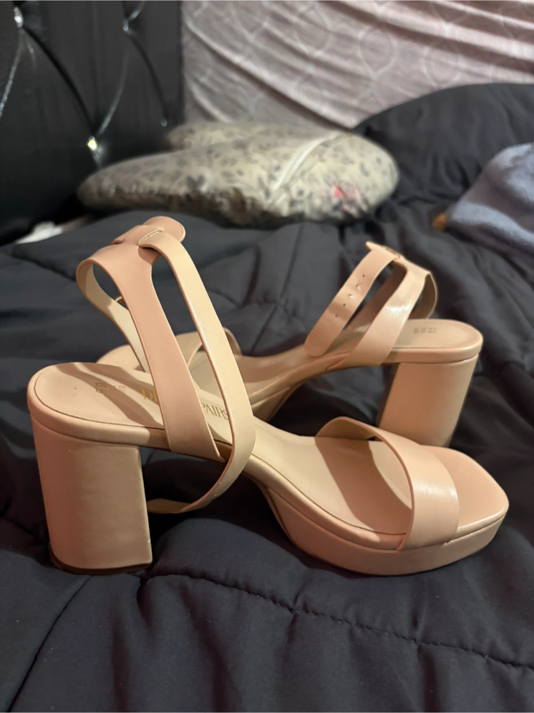 Dream Pairs Nude Block Heel Sandals