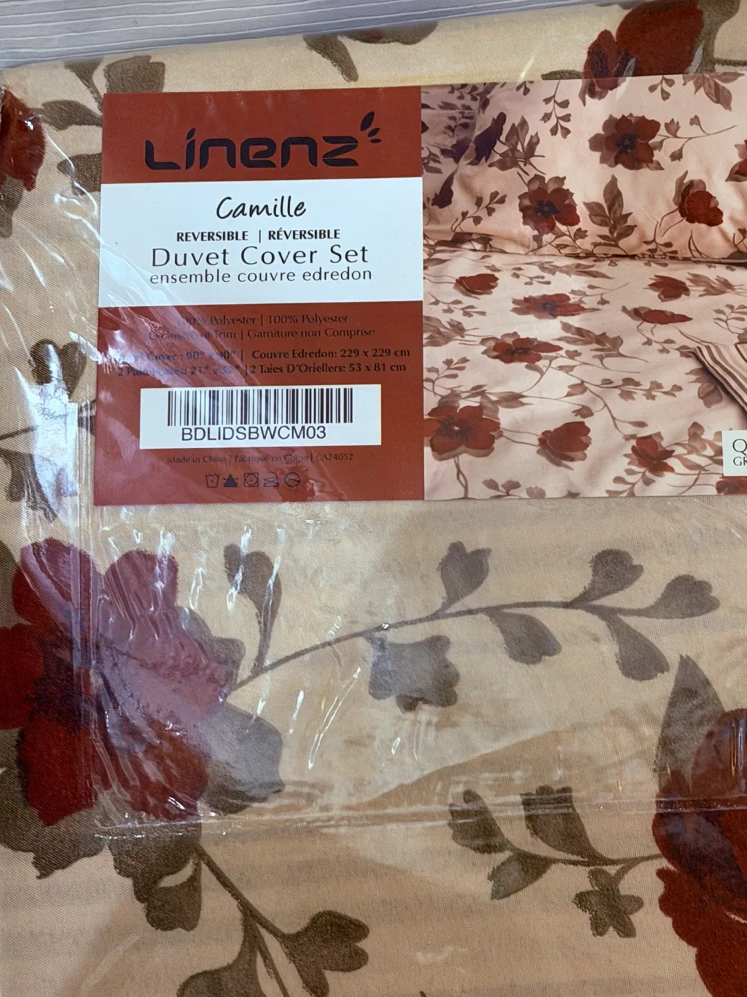 Linenz Camille Reversible Queen Duvet Cover Set 🏈