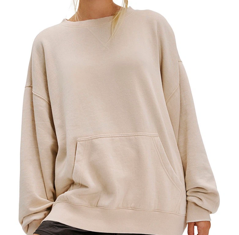 Oversized Beige Crewneck Sweatshirt