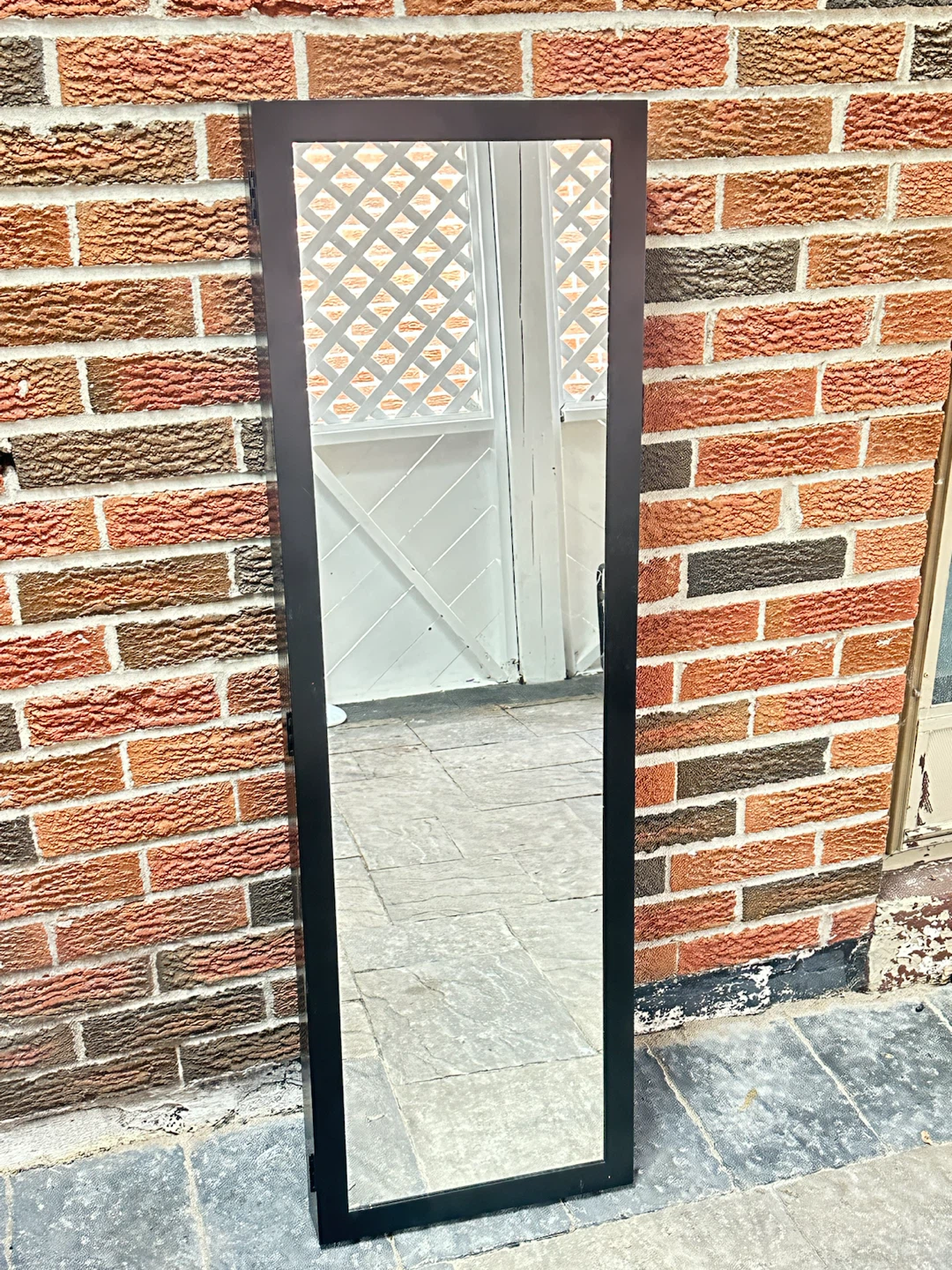 Black Full-Length Mirror with Jewellery Storage