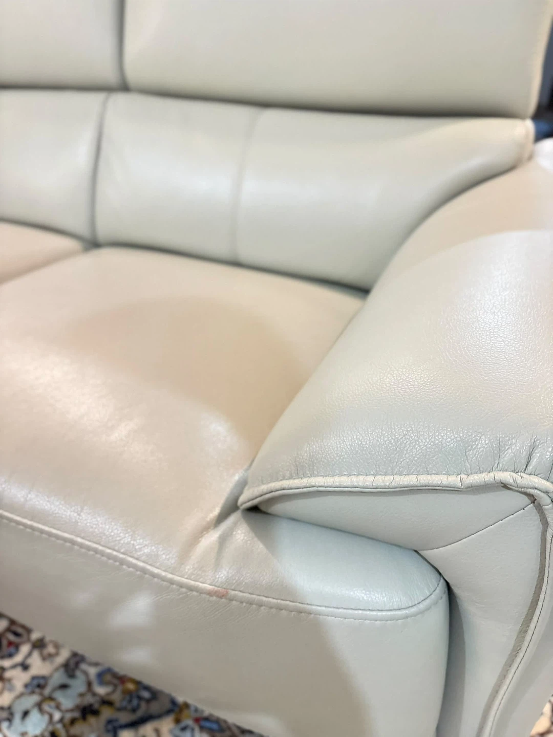 Modern light grey leather sofa and armchair set - photo 3