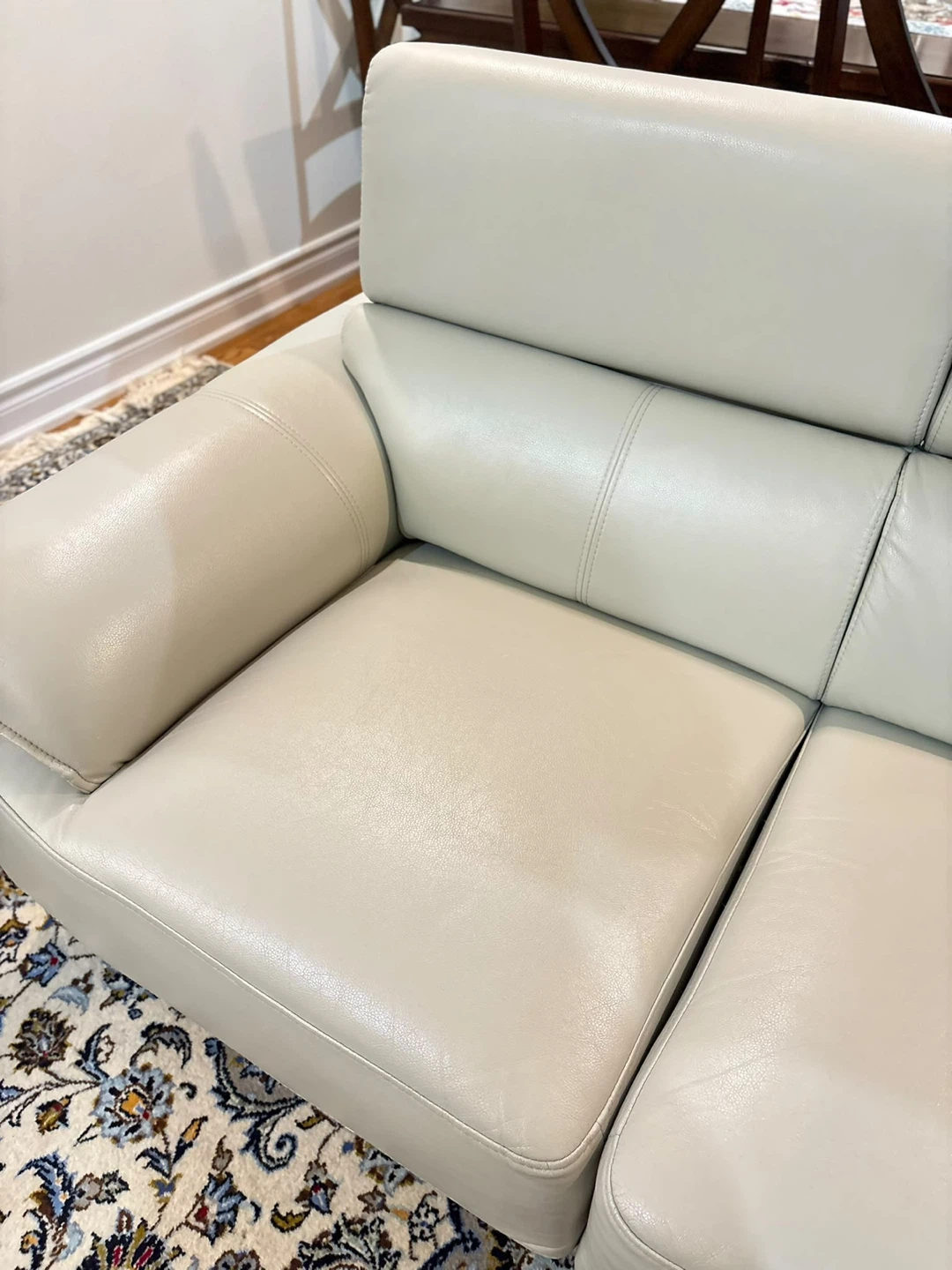 Modern light grey leather sofa and armchair set - photo 4