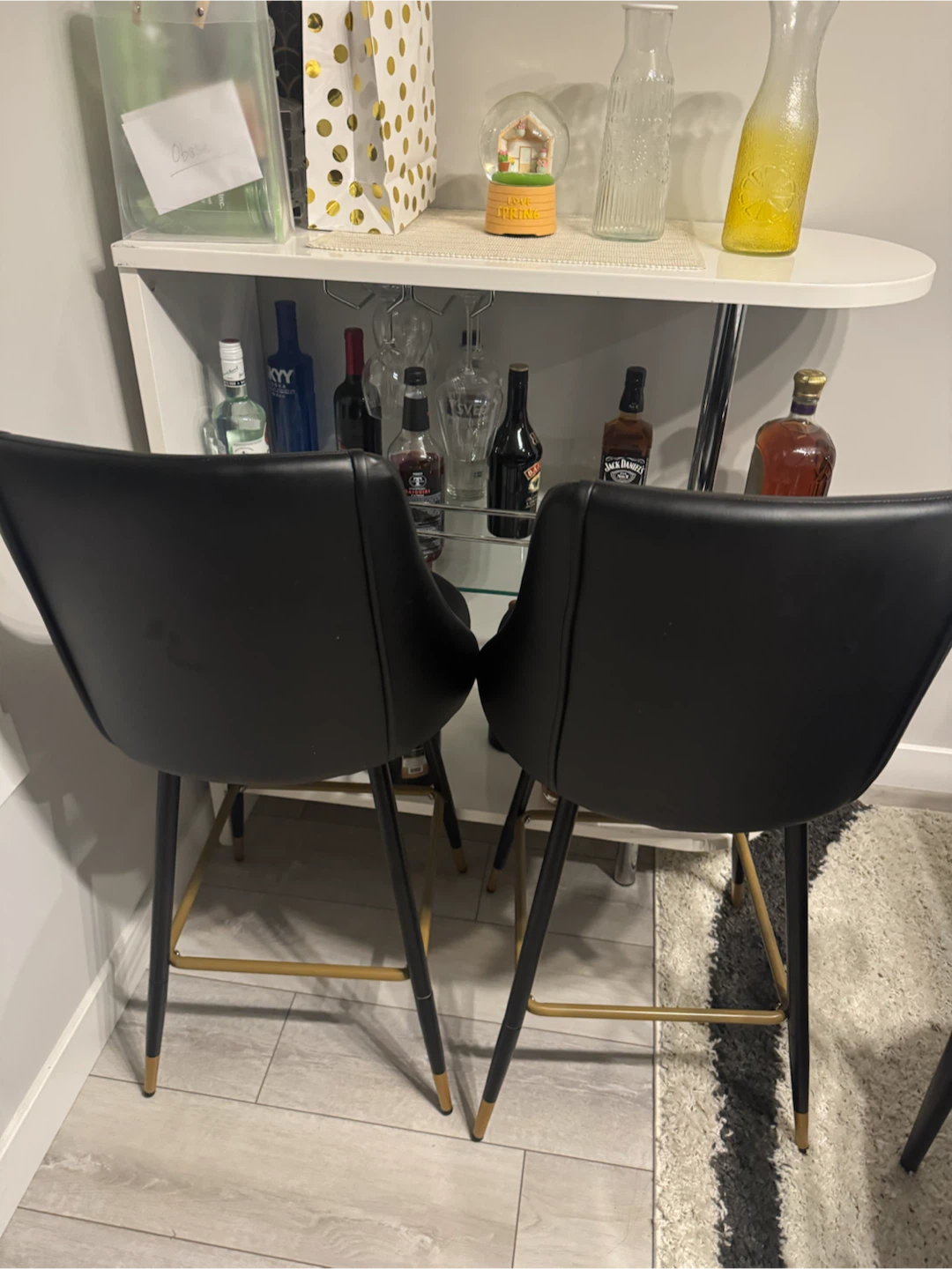 Set of two modern black bar stools - photo 2