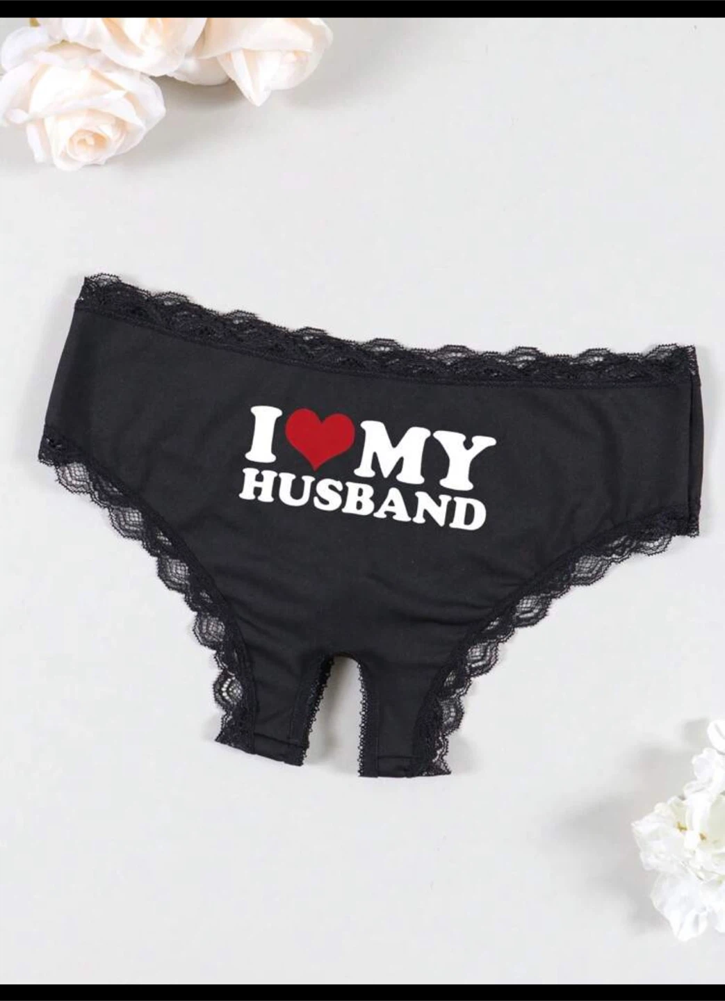 I Love My Husband Black Lace Panties size M - photo 2