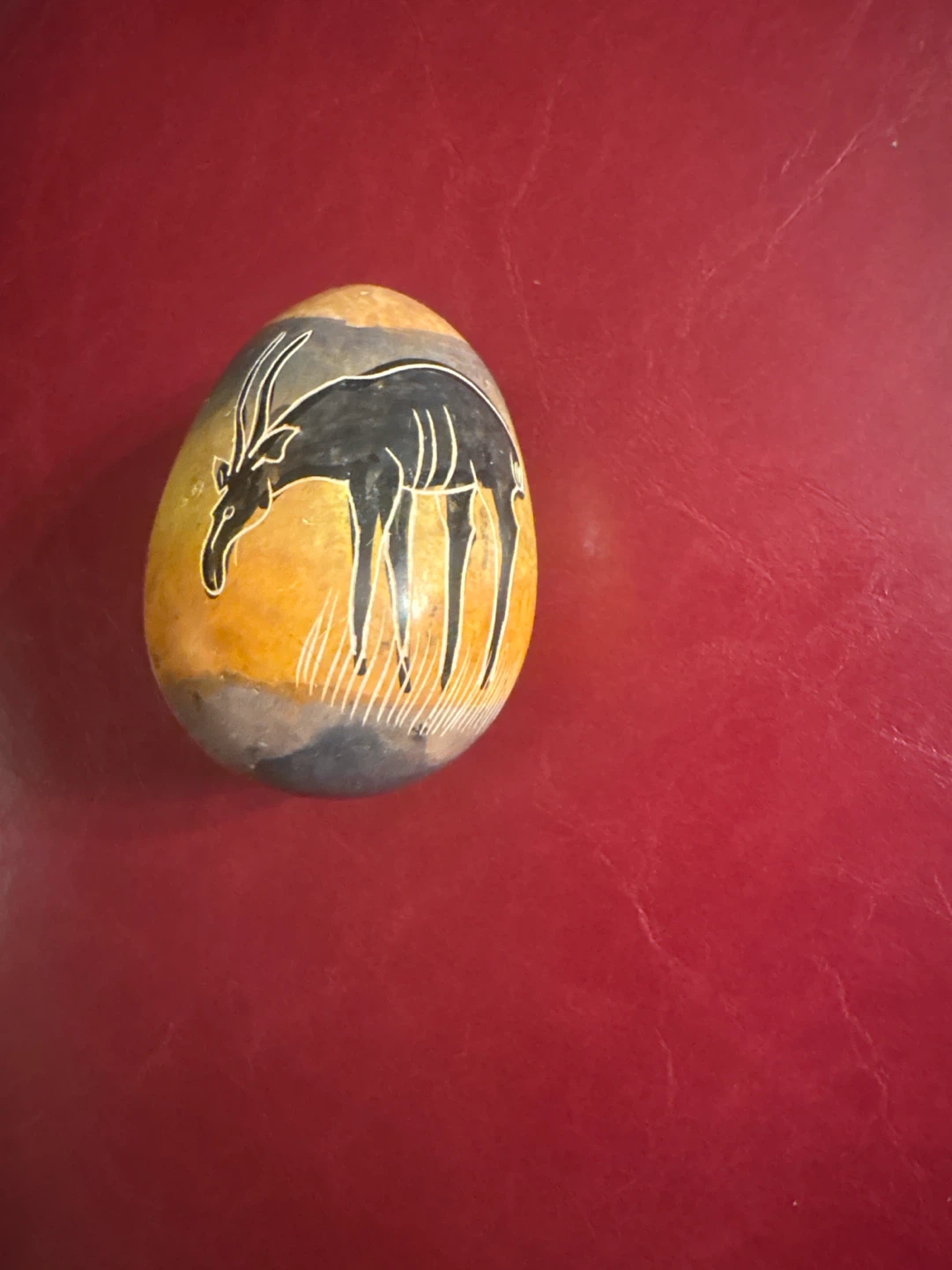 🏈 Hand-Carved Soapstone Decorative Egg